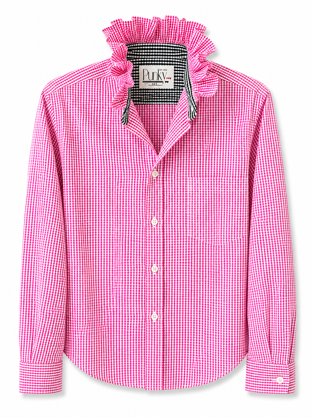 Hot Pink Micro Check Long Sleeve