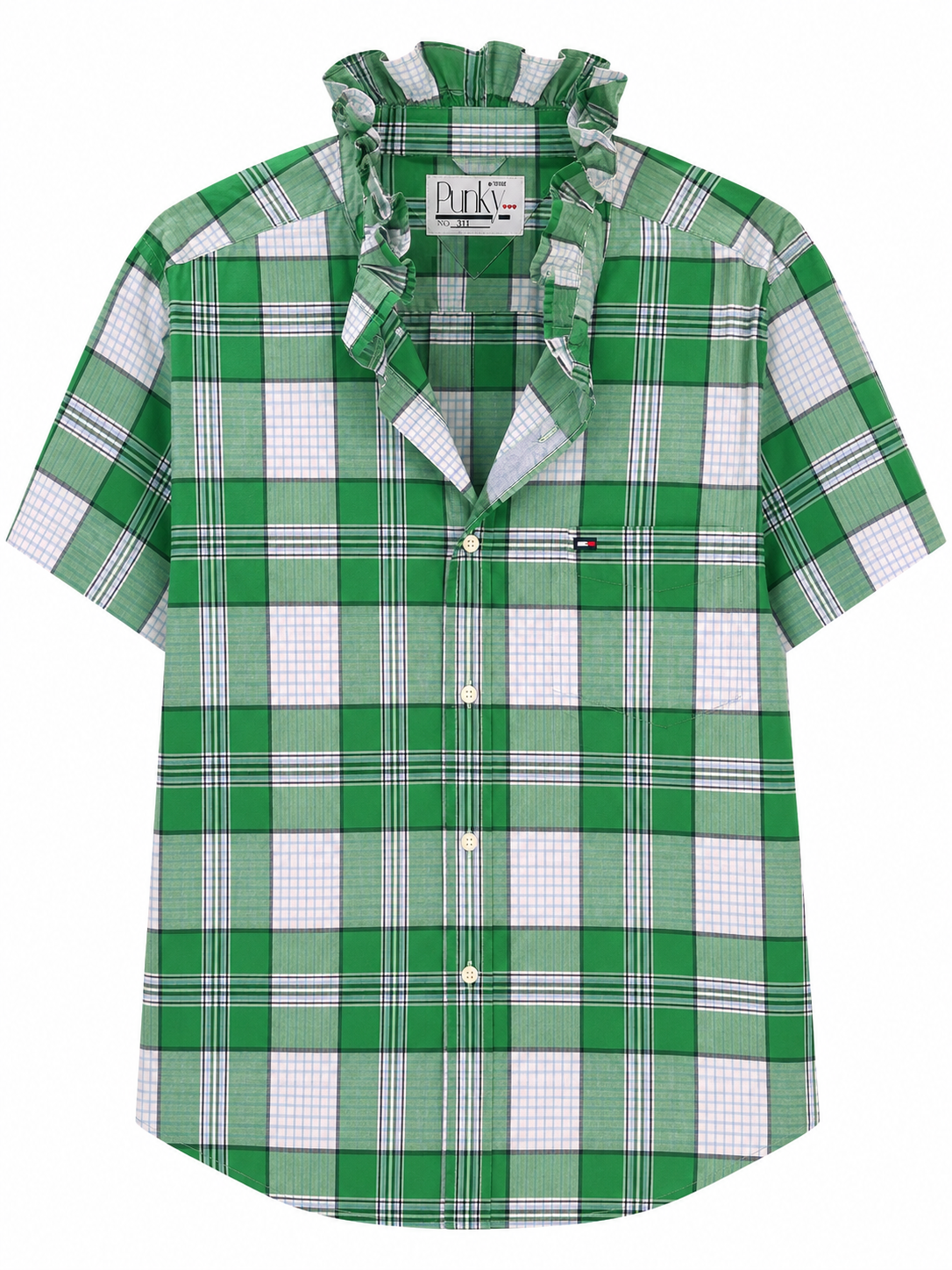 Kelly Green Madras Plaid Short Sleeve