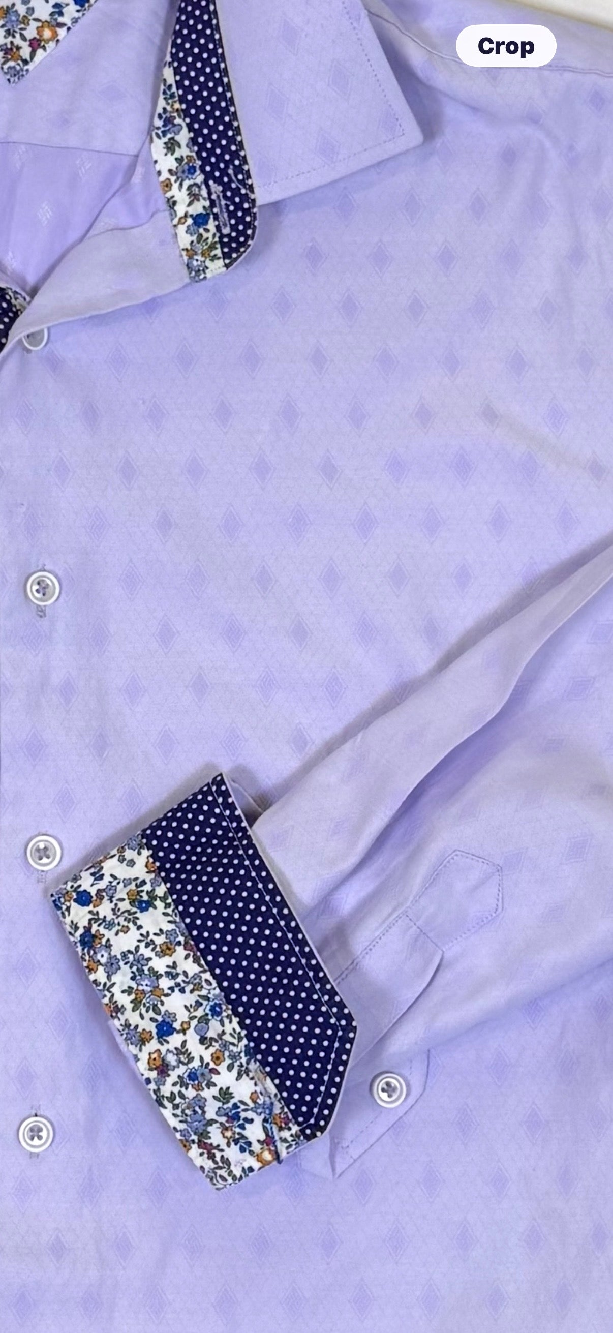 Lilacs with Floral Trim Long Sleeve