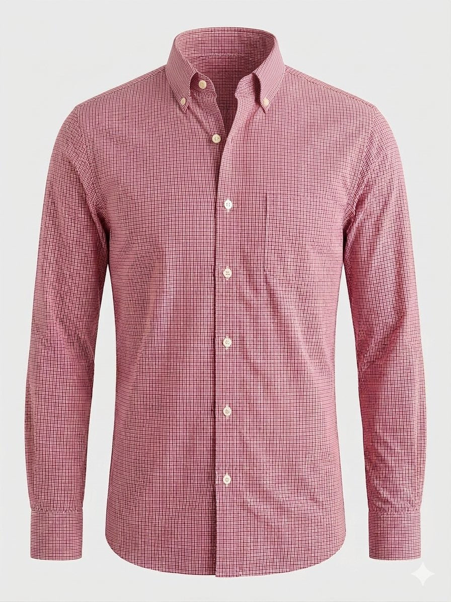 Micro-Gingham Burgundy, White and Red