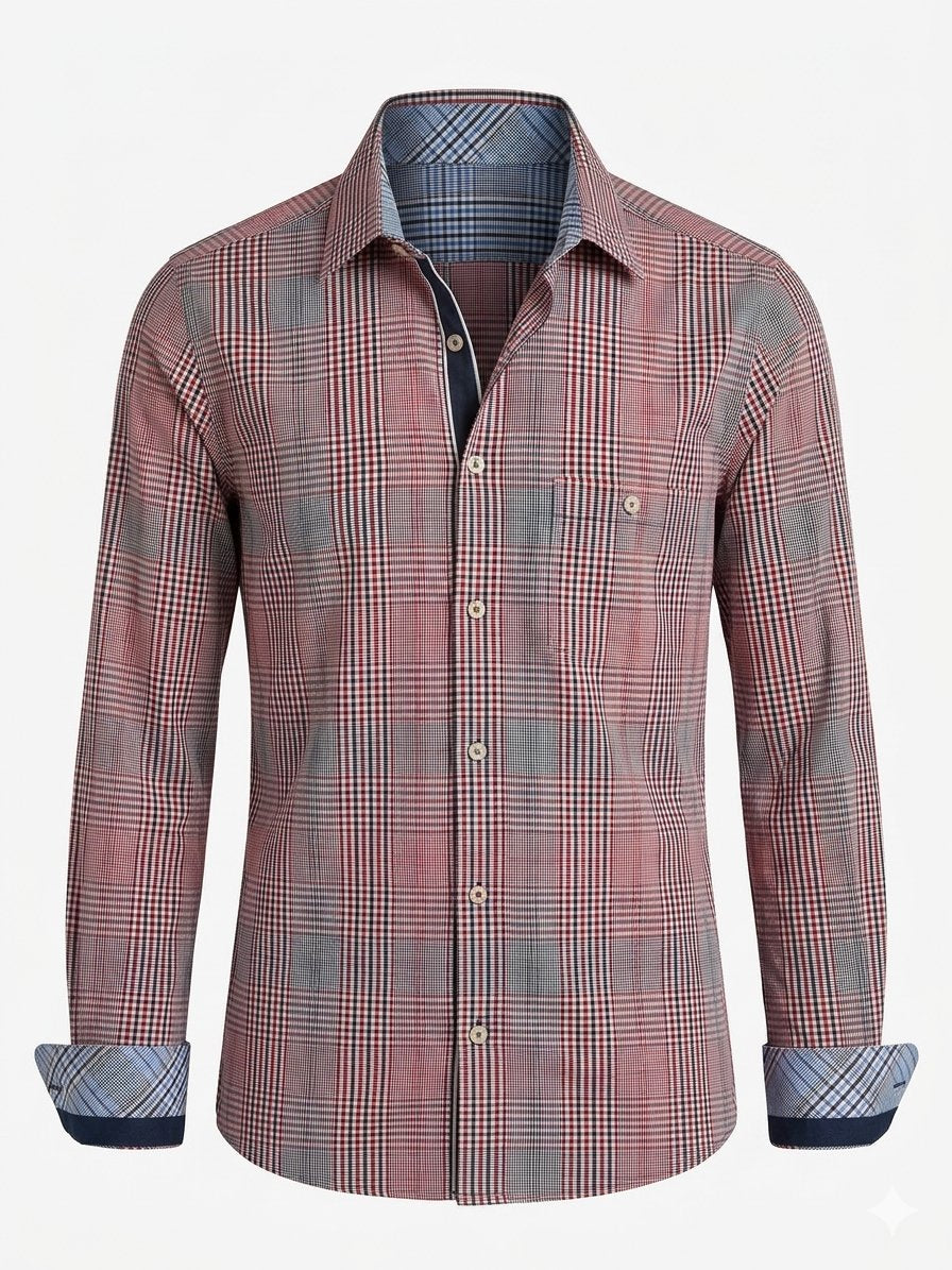 Multi-Scale Checked Red, Blue and White