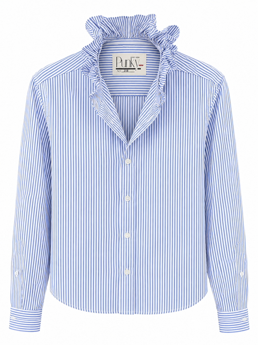 Blue and White Pinstripe Long Sleeve