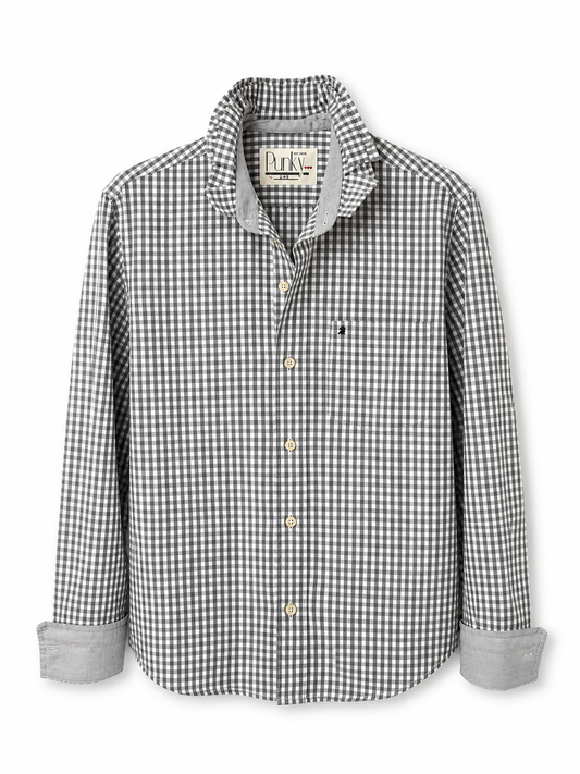 Grey Gingham Long Sleeve