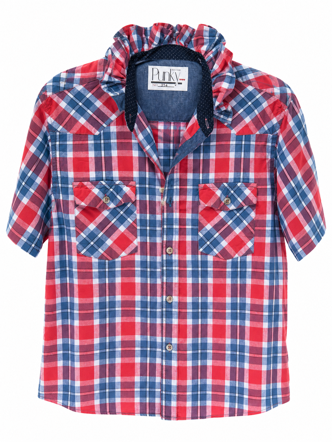 Red and Blue Plaid Short Sleeve