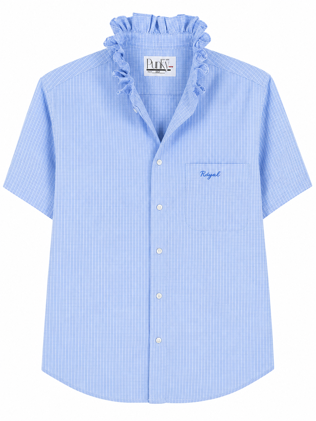 Sky Blue Micro Check Short Sleeve