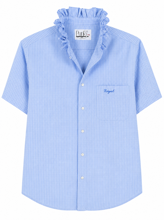 Sky Blue Micro Check Short Sleeve