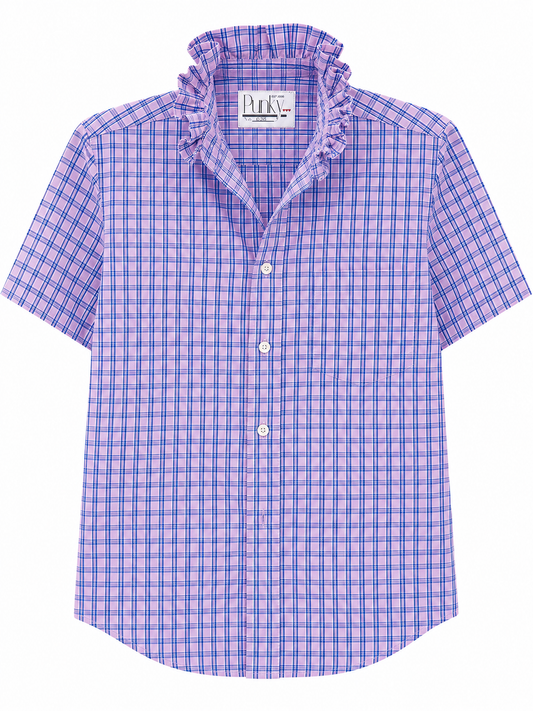 Blue and Pink Plaid Short Sleeve