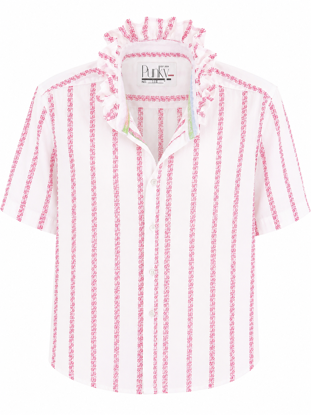 Pink on Pink Floral Stripe Short Sleeve