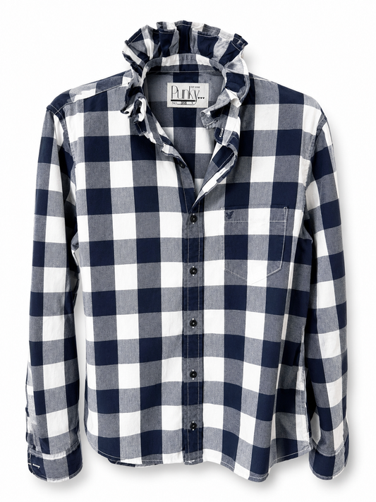 Navy and White Gingham Long Sleeve