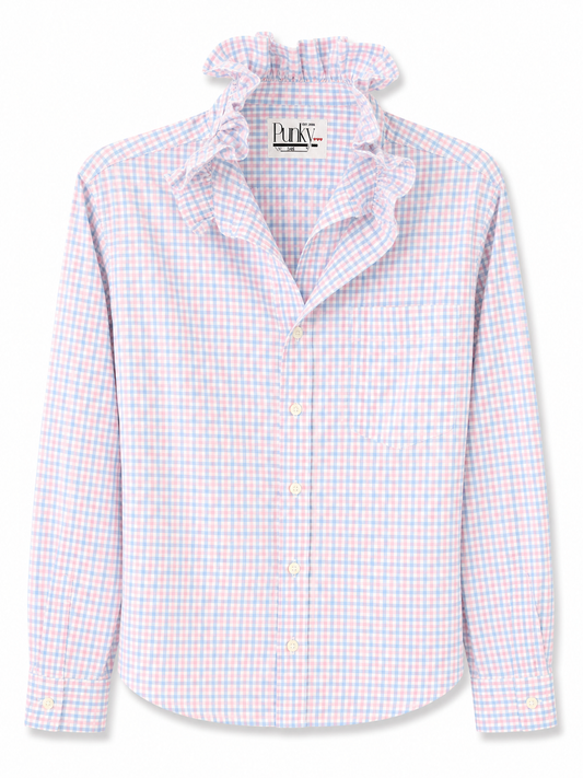 Light Pink and Blue Plaid Long Sleeve