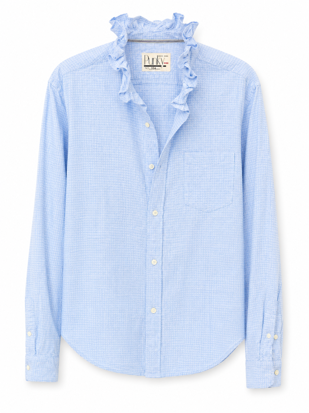 Blue Micro Plaid Long Sleeve