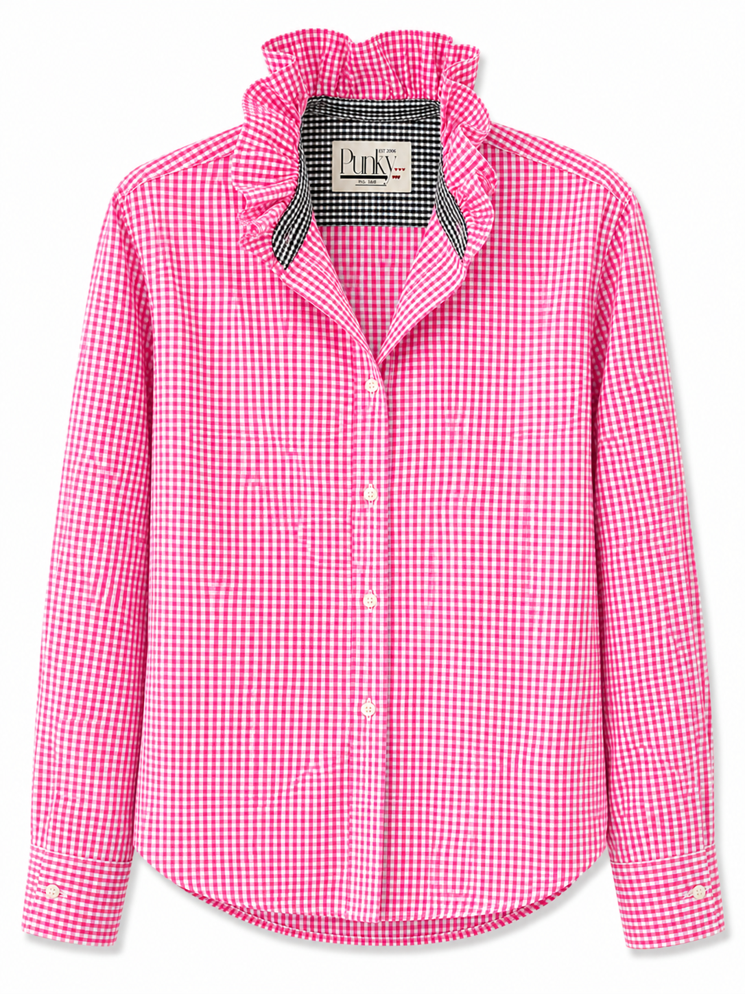 Hot Pink Micro Check Long Sleeve