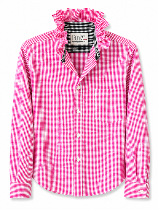 Hot Pink Micro Check Long Sleeve
