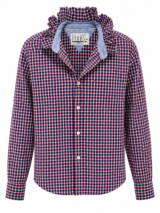 Red, White, and Blue Plaid Long Sleeve