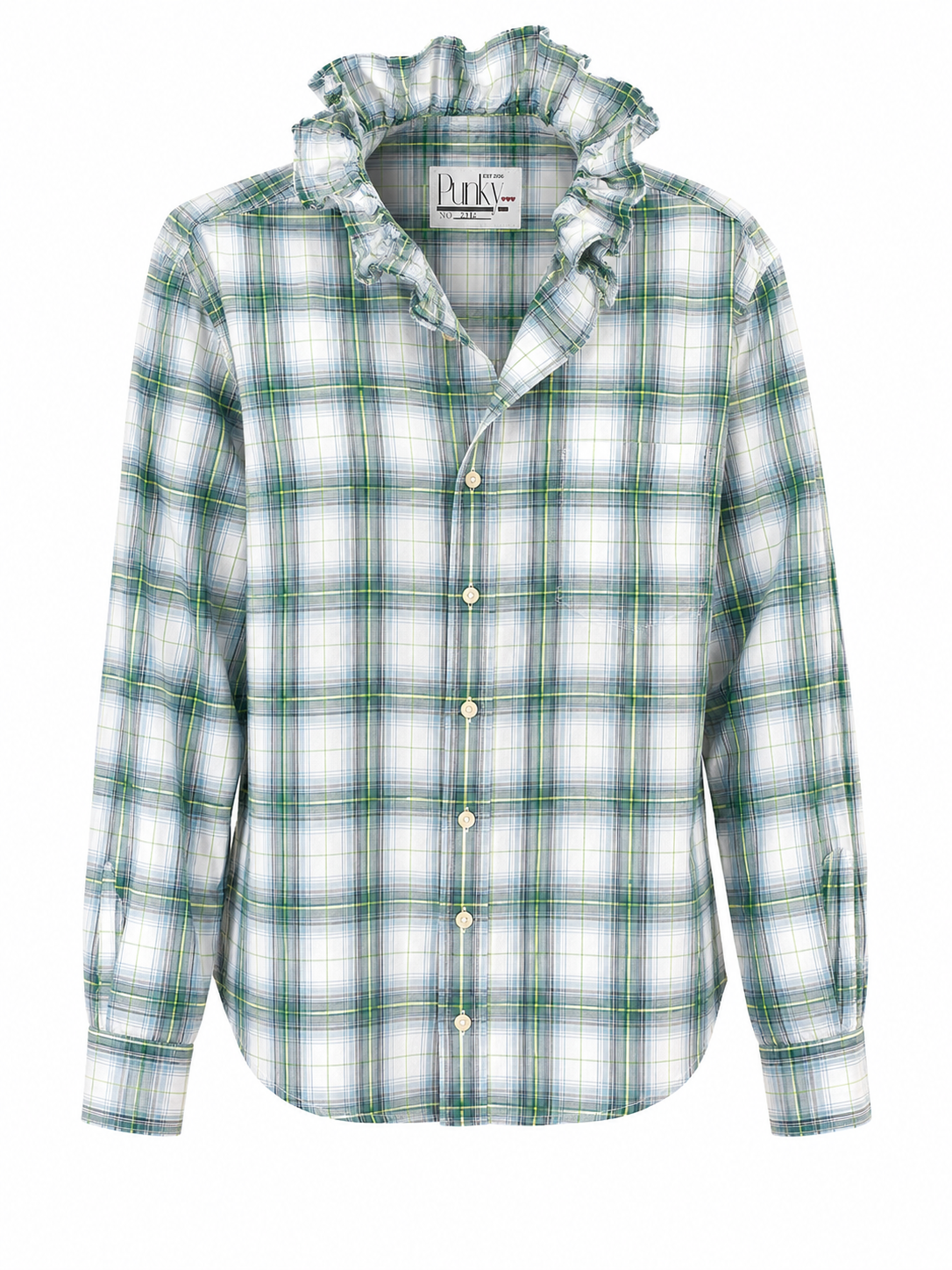 Soft blurred Green Plaid Long Sleeve