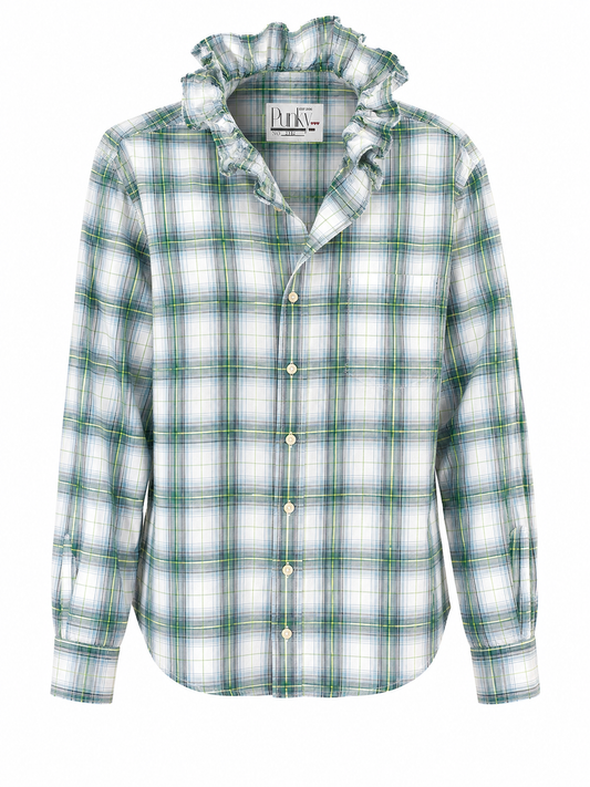 Soft blurred Green Plaid Long Sleeve