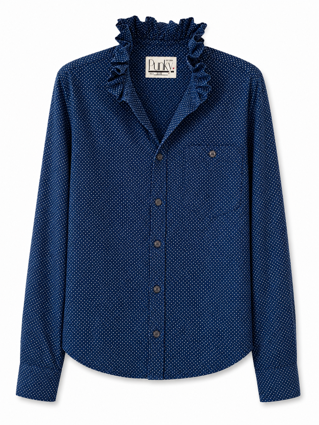 Navy Blue and White Dot Long Sleeve