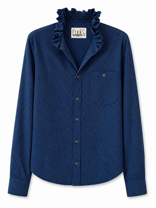 Navy Blue and White Dot Long Sleeve