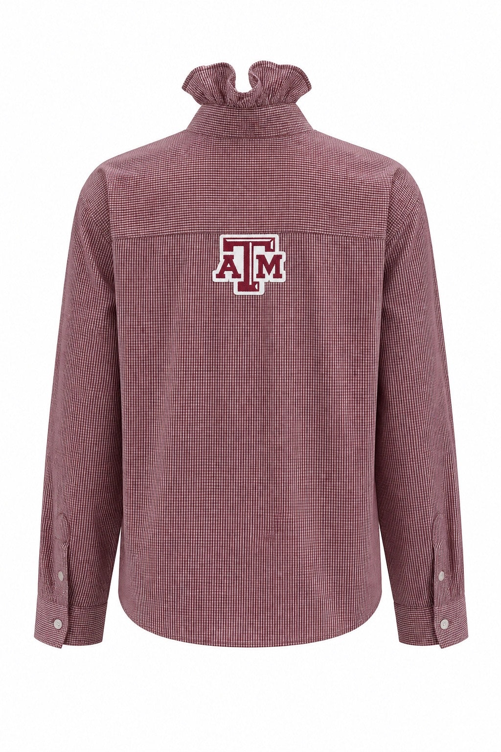 Maroon and White Gingham + A&M Patch