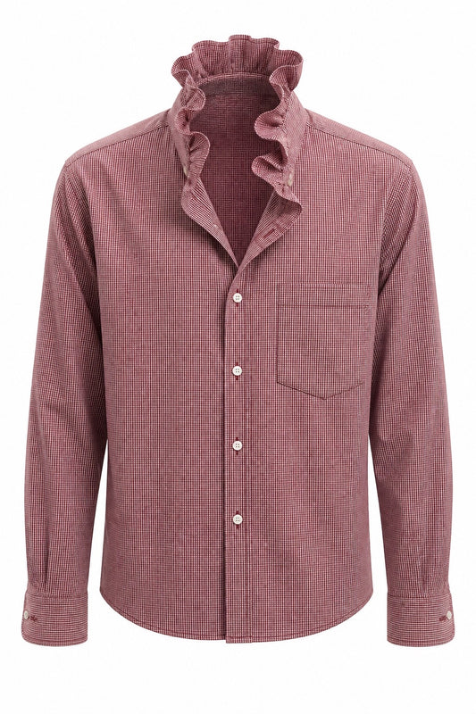 Maroon and White Gingham + A&M Patch