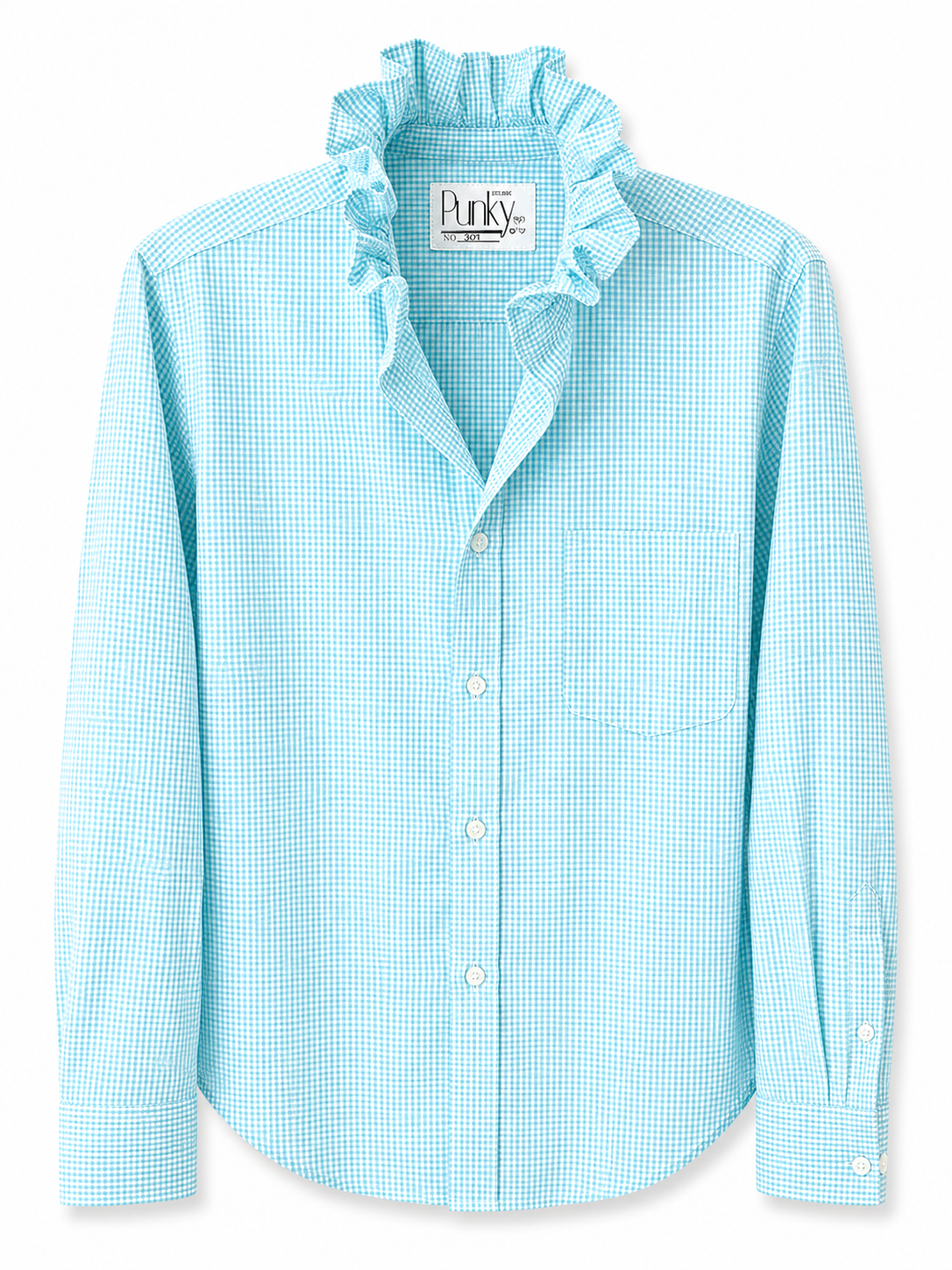 Coastal Blue Micro Check Long Sleeve