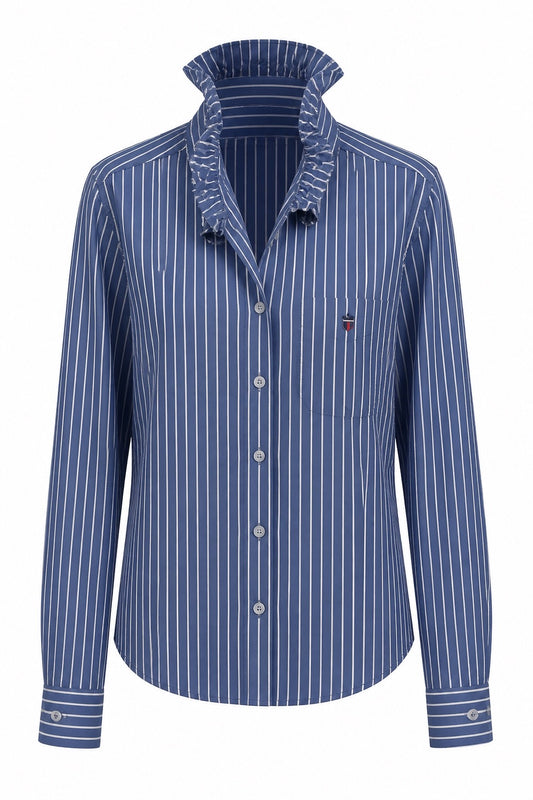 Bright Blue and White Stripe
