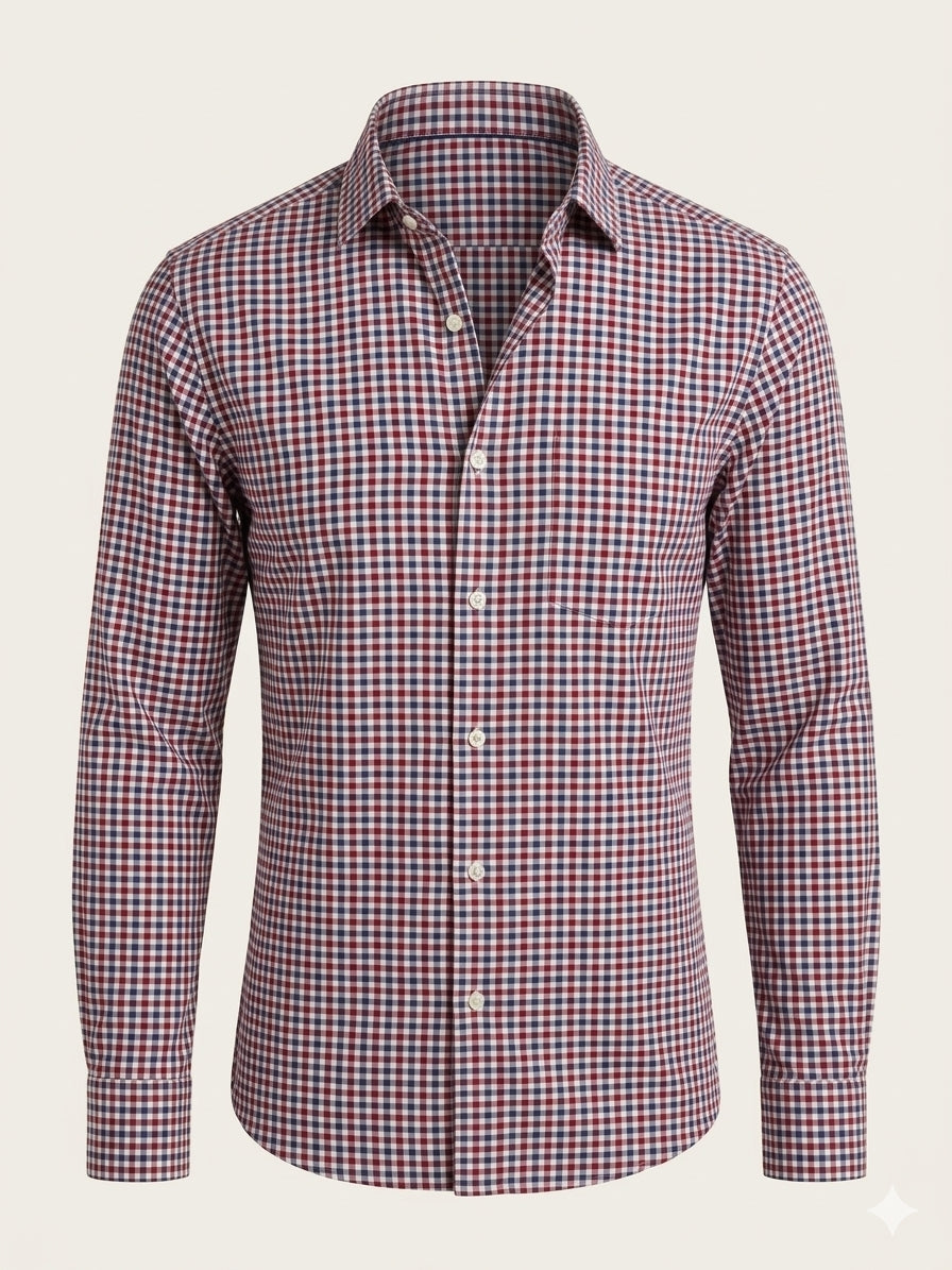 Burgundy, Blue and White Oxford