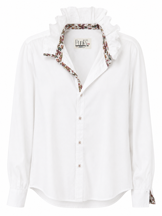 White Long Sleeve With Floral Trim