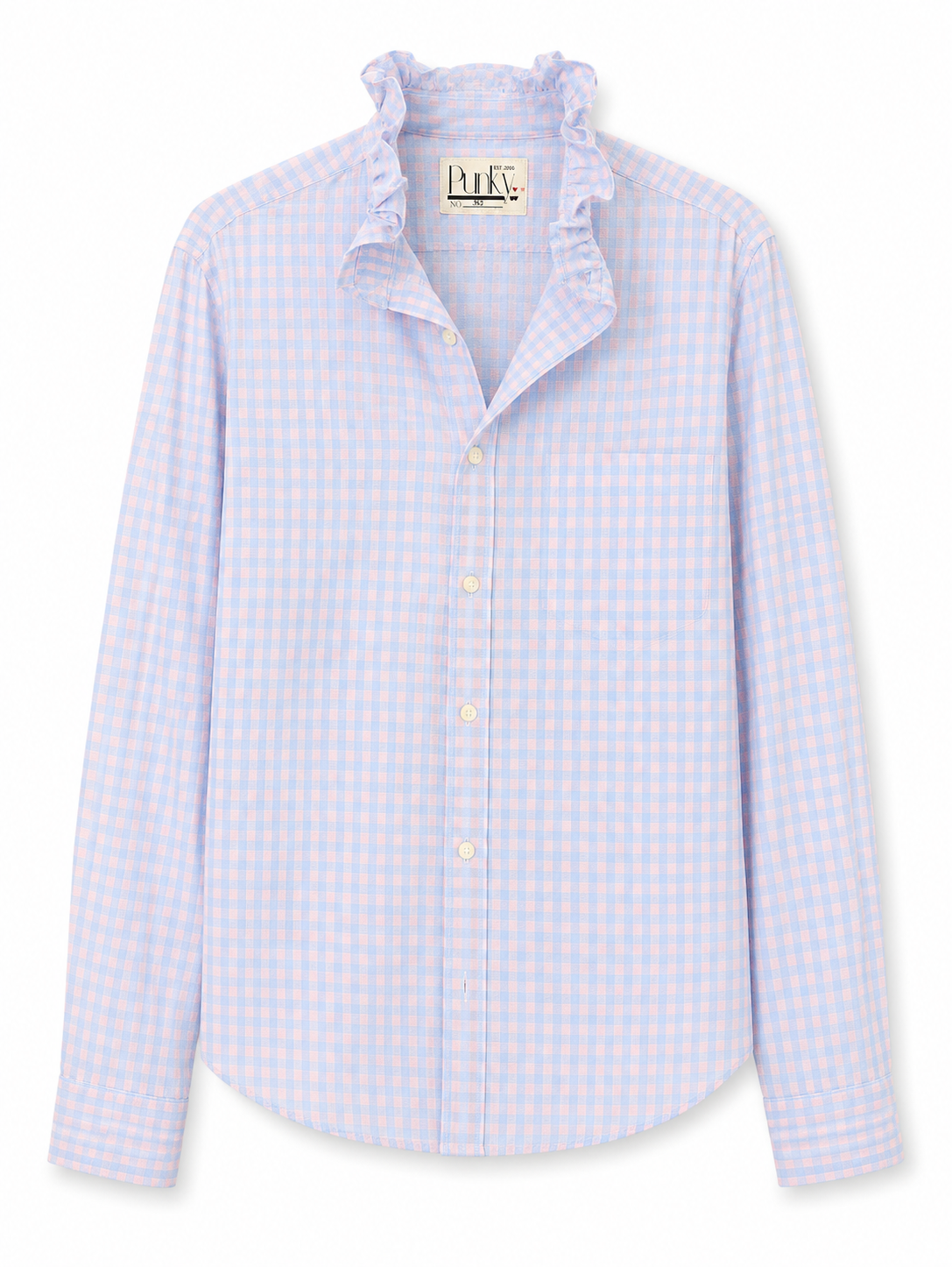 Soft Blue and Pink Gingham Long Sleeve