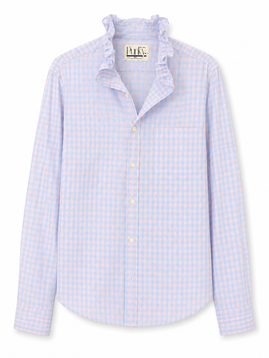 Soft Blue and Pink Gingham Long Sleeve