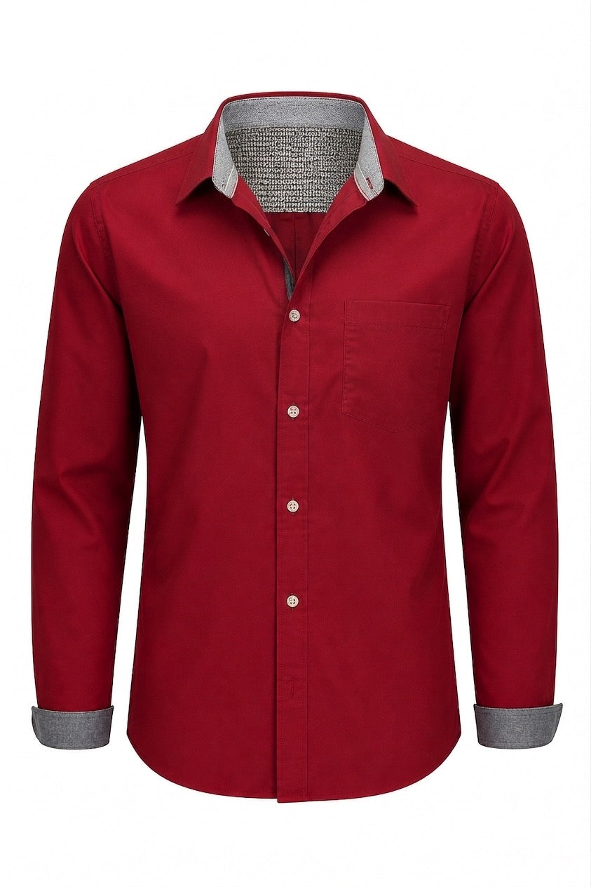 Deep Red with Oxford Cuff