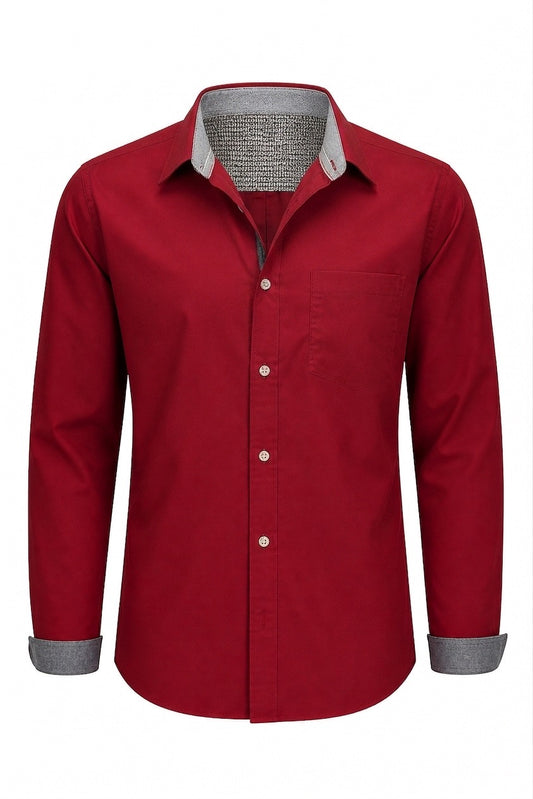 Deep Red with Oxford Cuff