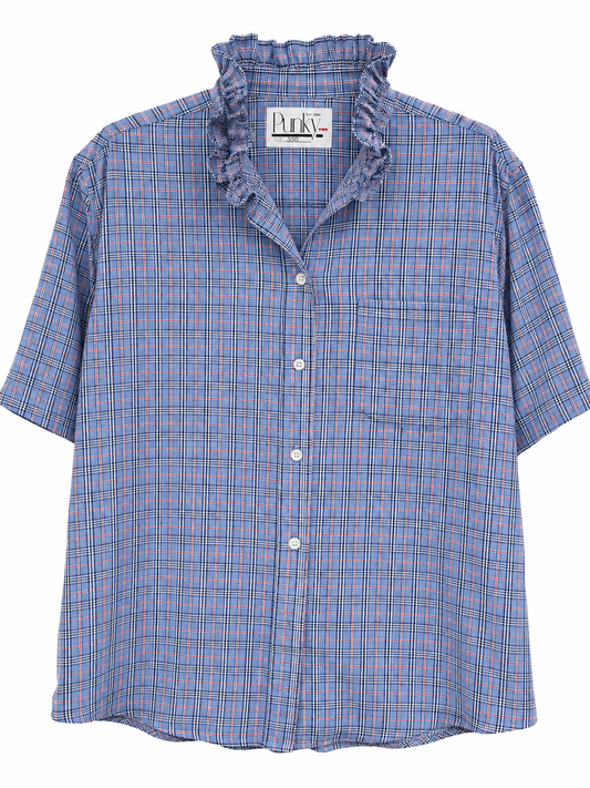 Blue Red & White Plaid Short Sleeve