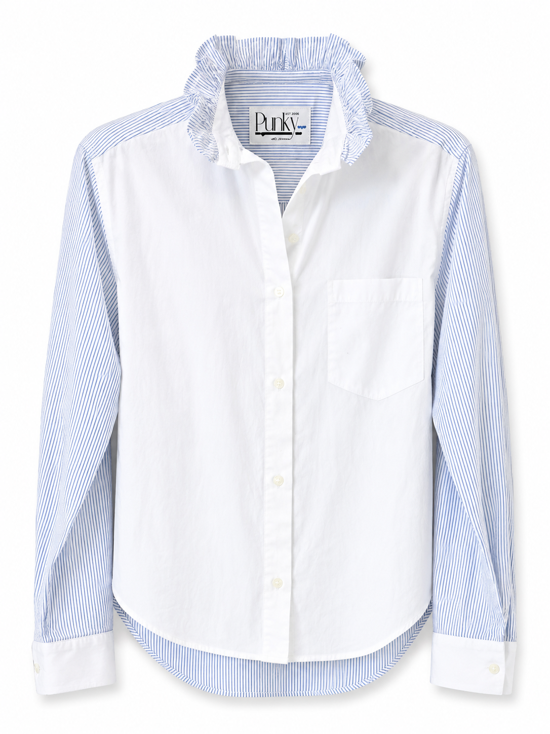 White Long Sleeve With Pinstripe Back