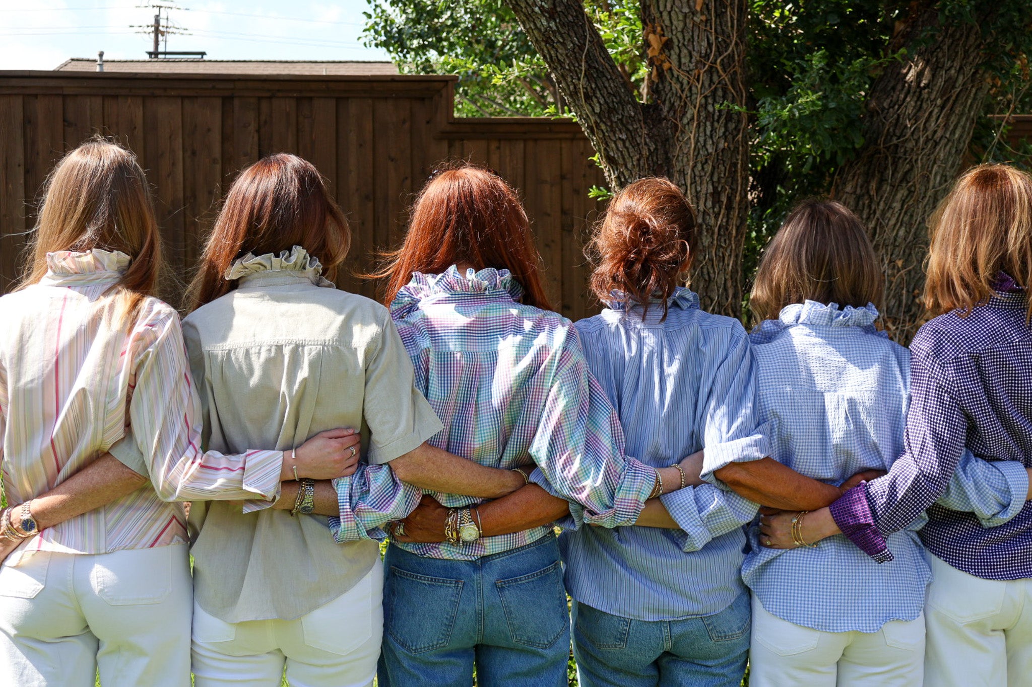 women turned with their back to camera