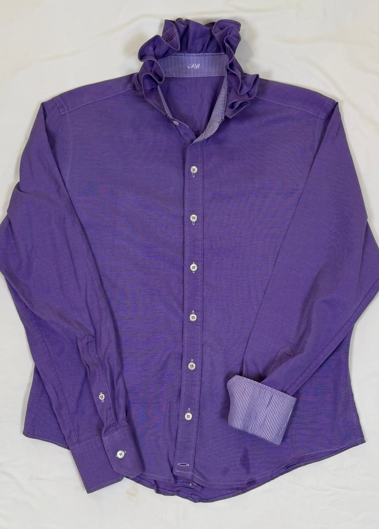 Purple with Plaid Checkered Cuff & Collar Long Sleeve