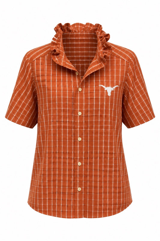 Persimmon Orange and White Plaid