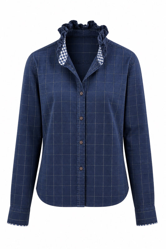 Navy Windowpane Plaid